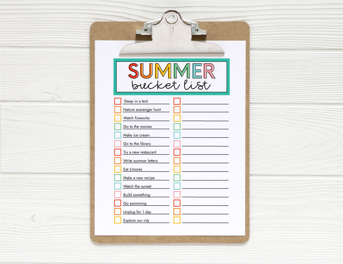 Summer Bucket List Craft Printable