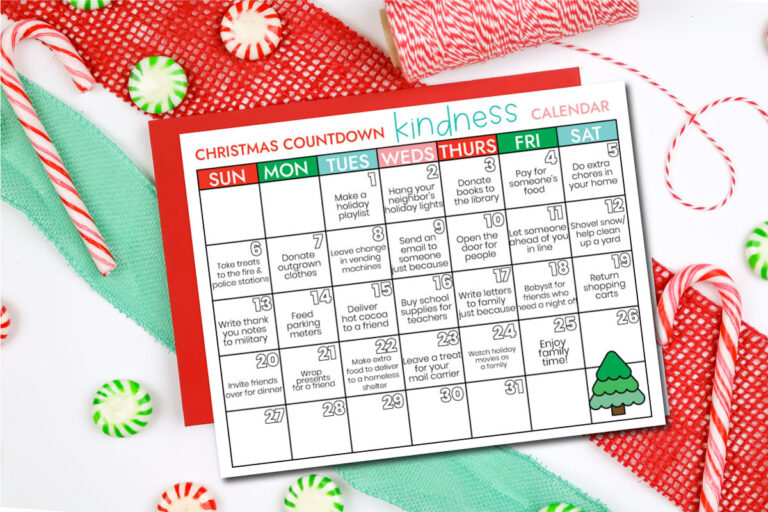 Kindness Christmas Countdown Calendar Printable From 30daysblog