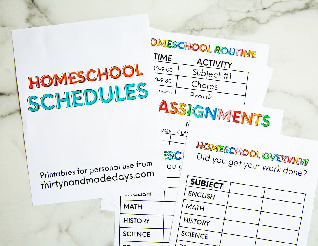 Homeschool daily schedule