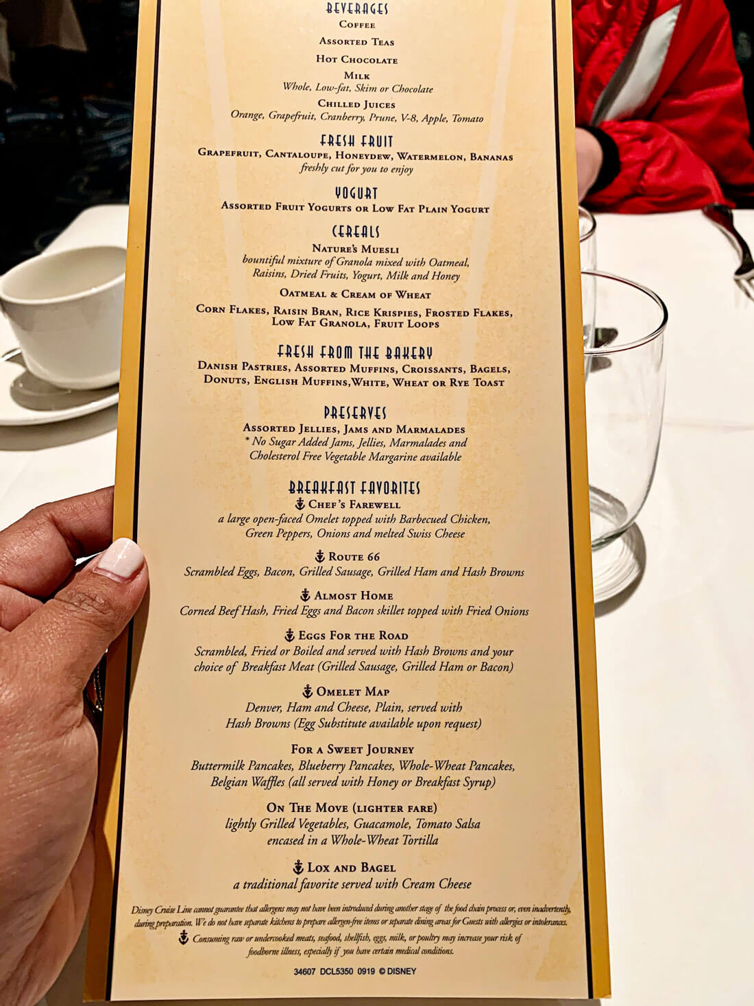 Disney Dream Cruise Ship Menus