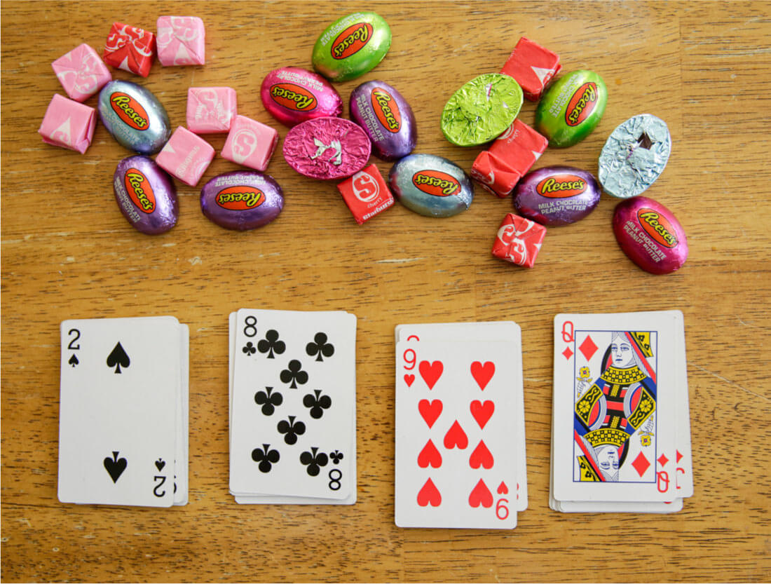 Playing cards and candy