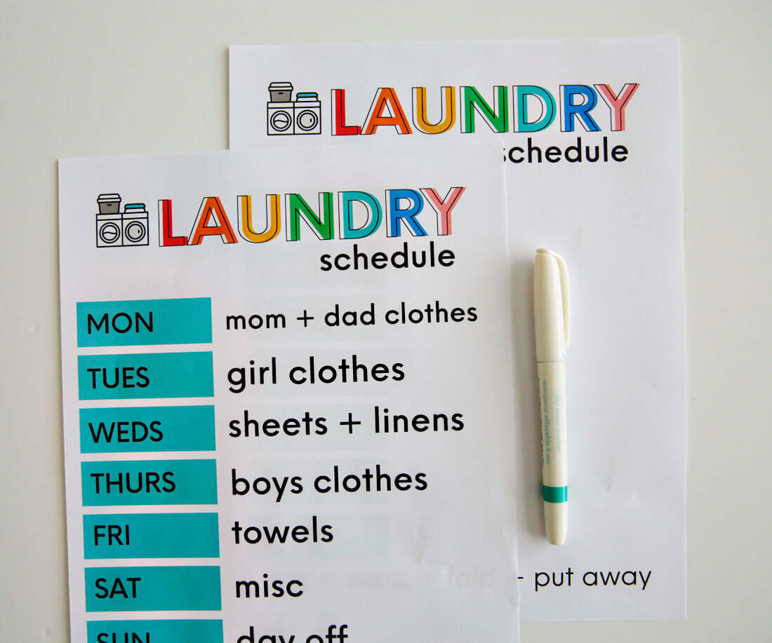 Printable Laundry Day Schedule