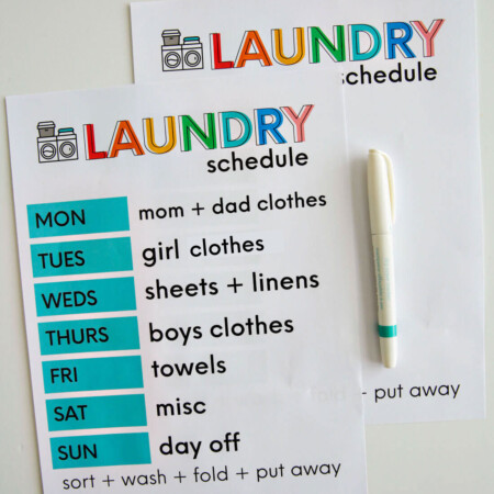 Printable Laundry Day Schedule