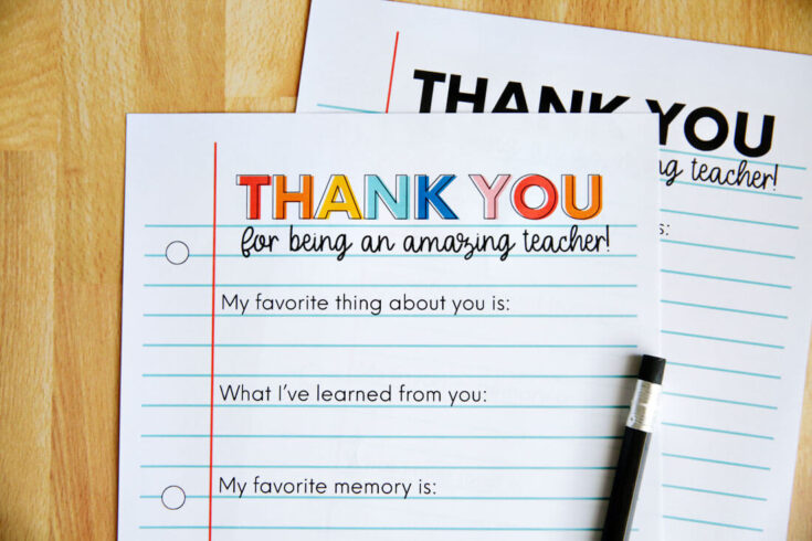 Printable Teacher Appreciation Letter from Thirty Handmade Days