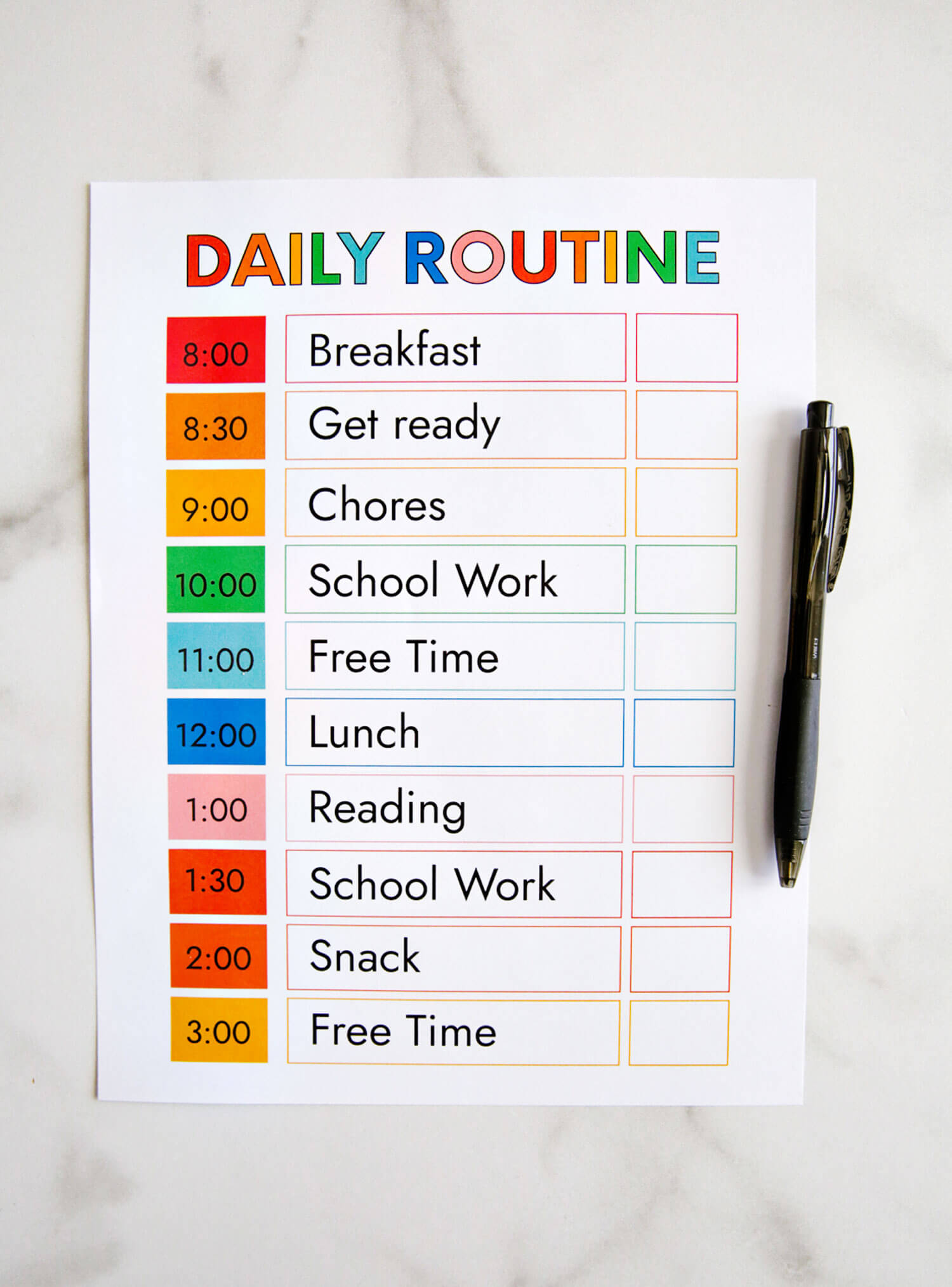 Kids Schedule Template Free - Free Printable Templates