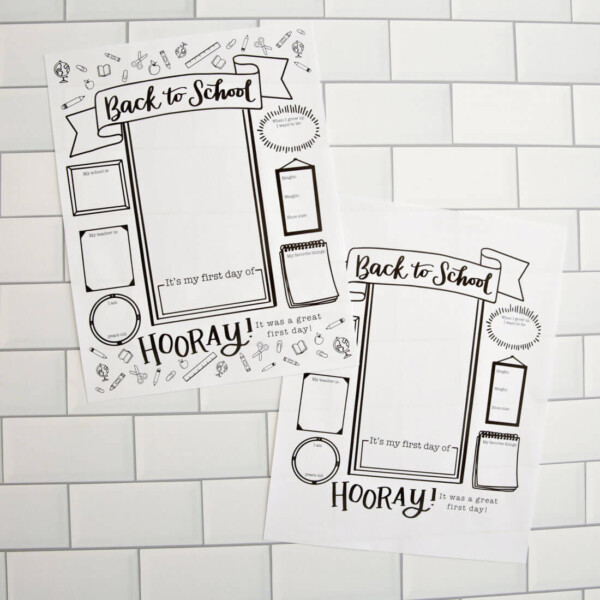 Printable Templates For Back To School Days