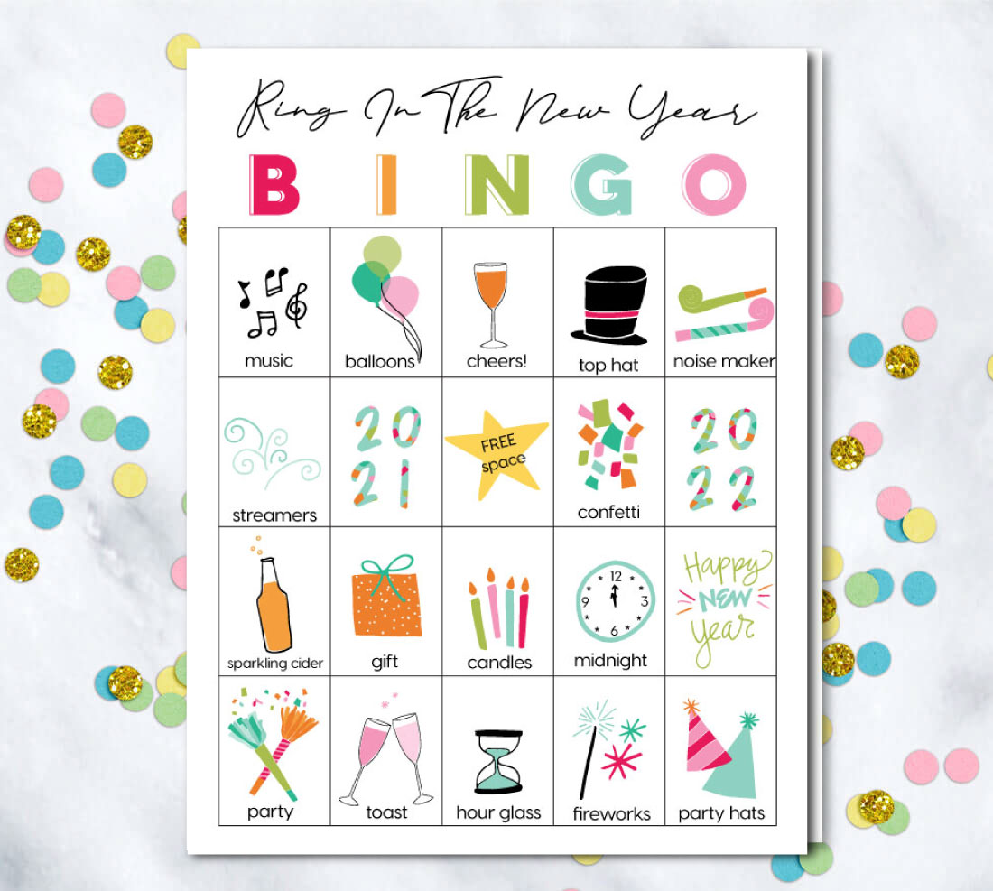 New Years Eve BINGO cards 2021