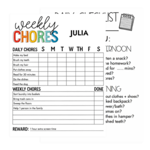 Printable chore chart
